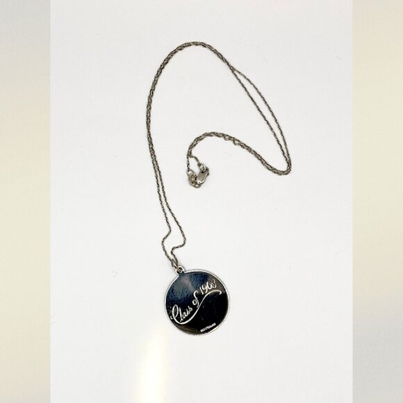 Vintage 1968 Class Graduation Sterling Silver Charm on Twisted Rope Chain - Picture 2 of 8